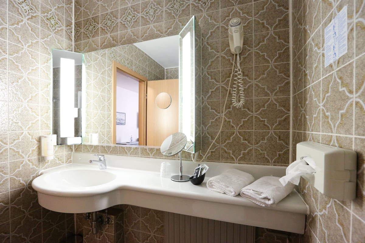 free toiletries, hair dryer, bathrobes, towels