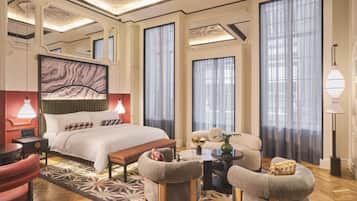 Premium bedding, down comforters, pillowtop beds, minibar