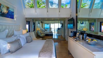 Junior-Doppelzimmer, 1 King-Bett, Meerblick | 1 Schlafzimmer, Bettwäsche aus ägyptischer Baumwolle