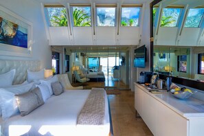 Room 1, Jr Suite, The Master Bedroom, 1 King Bed, Ocean View | 1 bedroom, Egyptian cotton sheets, premium bedding, down comforters