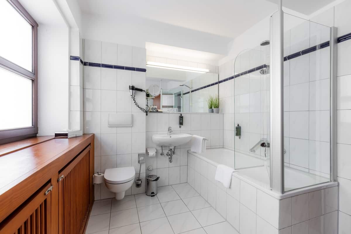 free toiletries, hair dryer, towels, soap