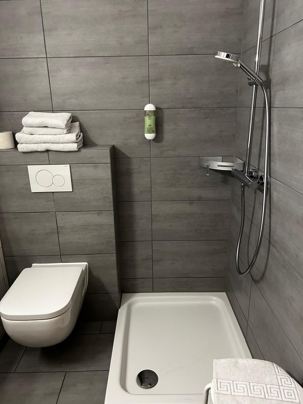 Habitación estándar | Baño | Ducha, artículos de higiene personal gratuitos y secador de pelo