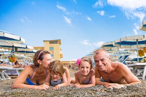 Private beach, sun loungers, beach umbrellas, beach bar