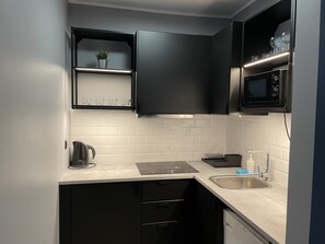 Apartemen Keluarga, 1 kamar tidur | Dapur pribadi | Lemari es, microwave, kompor, dan mesin pembuat kopi/teh