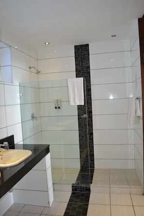 Departamento, 2 habitaciones | Baño | Regadera, toallas, jabón, shampoo