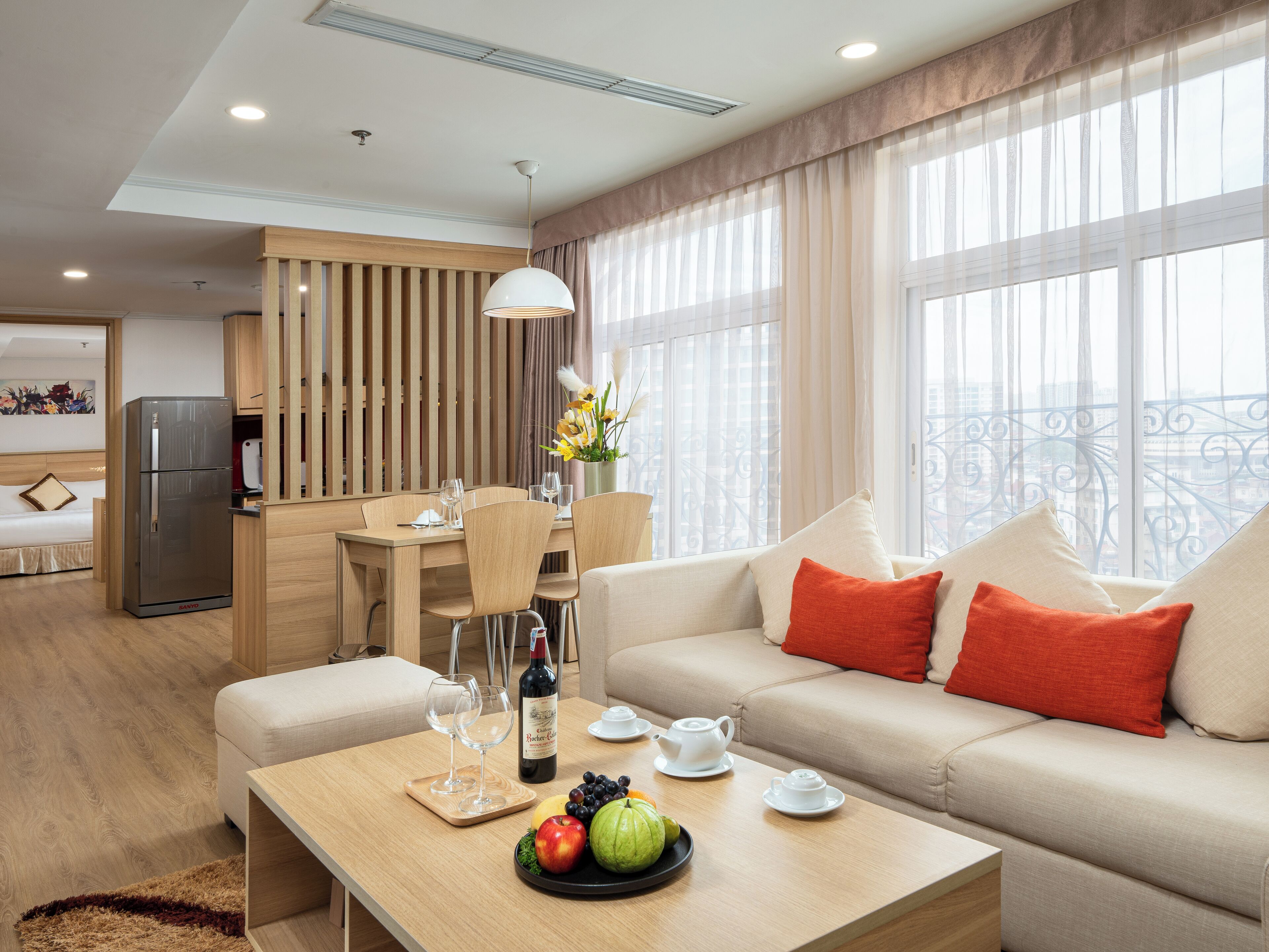 One Bedroom Apartment | Living area | 37-inch LCD TV with cable channels, TV, computer monitors