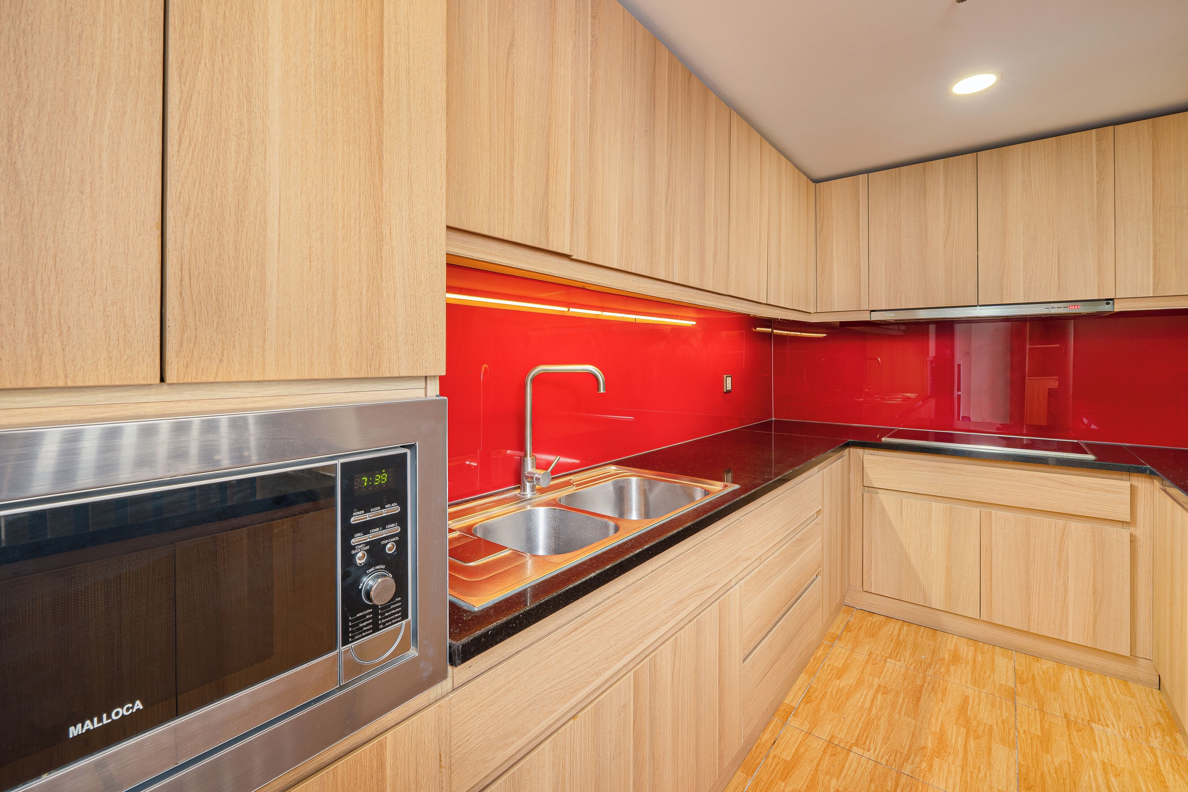 two bedroom apartment | private kitchen | fridge, microwave, electric kettle, cookware/dishes/utensils