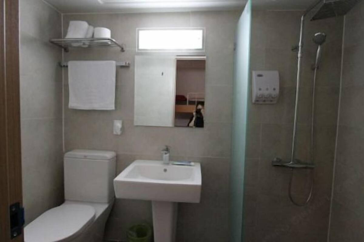 Bathroom | Shower, rainfall showerhead, hair dryer (on request), slippers