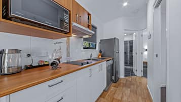 Fridge, microwave, electric kettle