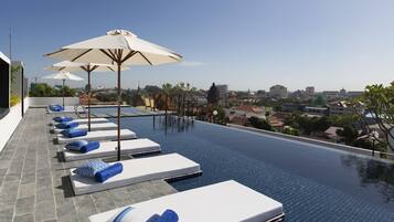 Outdoor pool, sun loungers