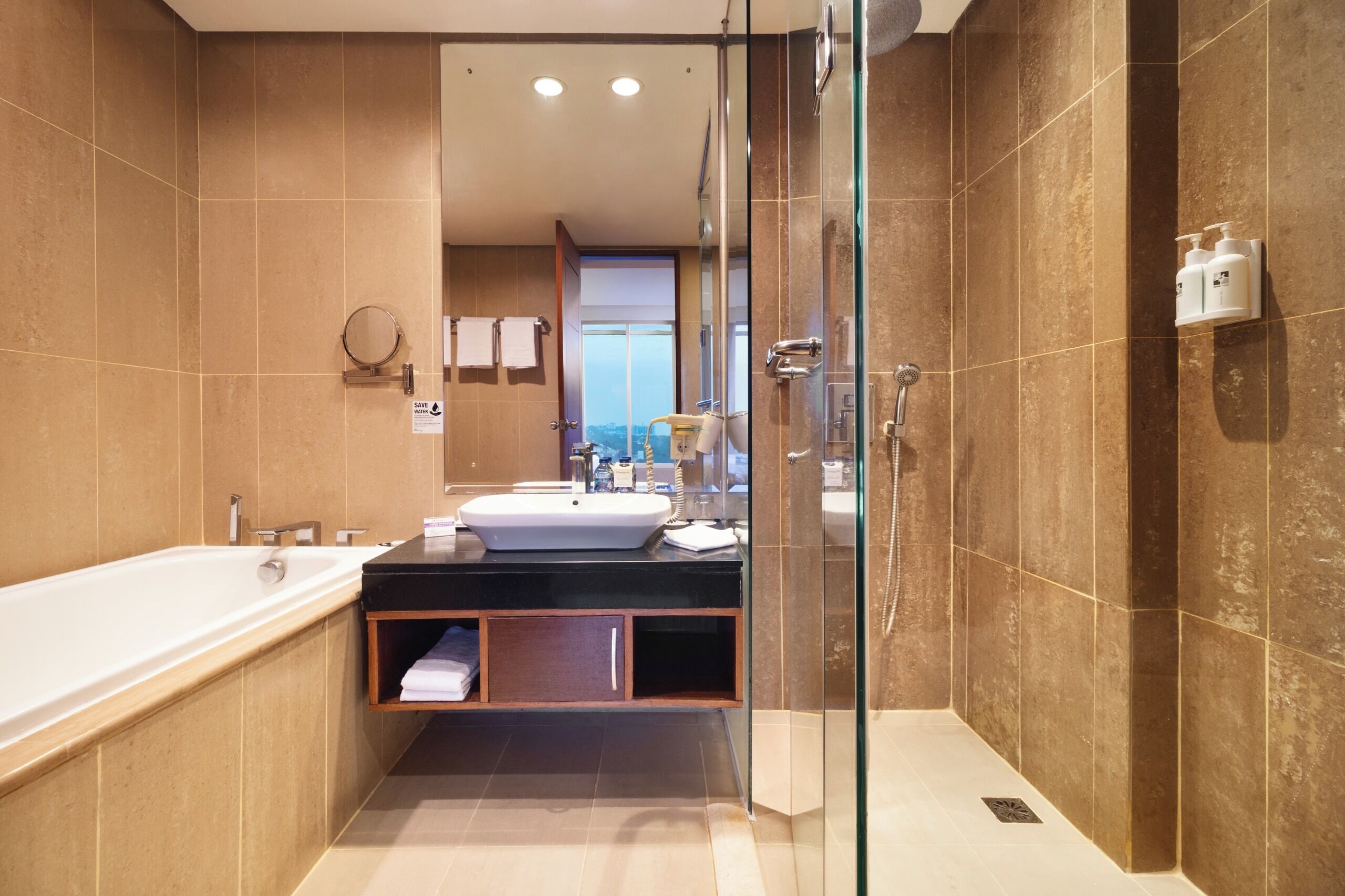 suite | bathroom | shower, rainfall showerhead, free toiletries, hair dryer