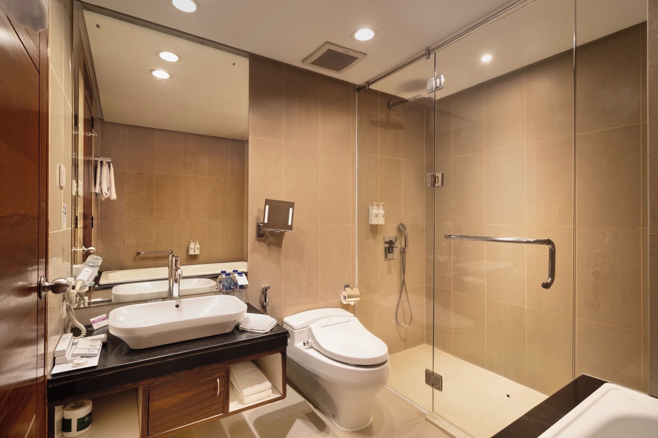 suite | bathroom | shower, rainfall showerhead, free toiletries, hair dryer