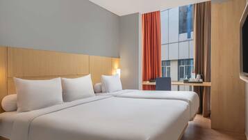 In-room safe, desk, laptop workspace, blackout drapes