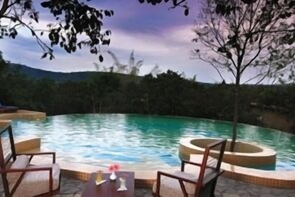 Outdoor pool, sun loungers