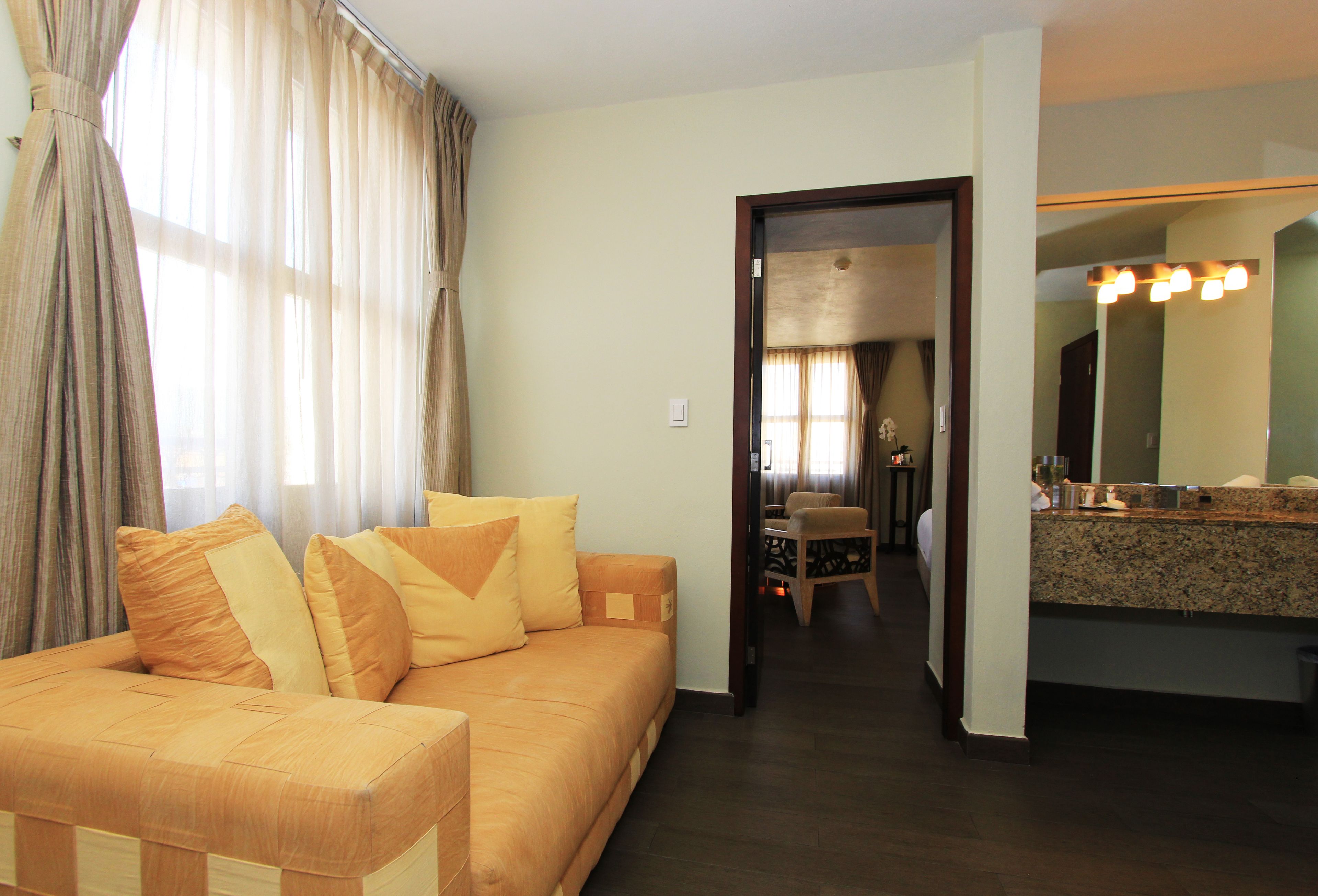 gallery room, 1 king bed with sofa bed, city view | living area | lcd tv, netflix, streaming services