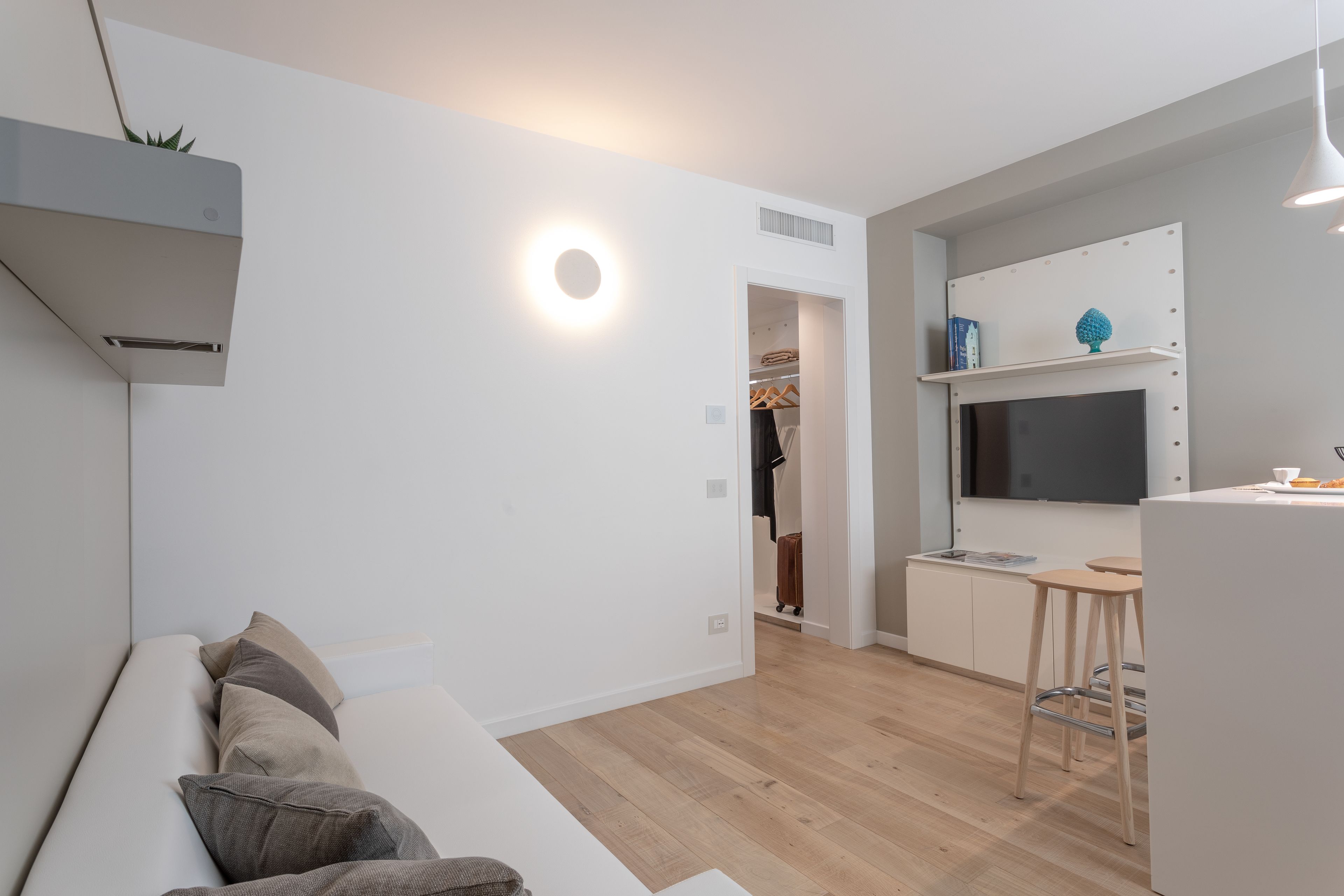 design apartment, 1 king bed | living room | 32-inch led tv with digital channels, tv