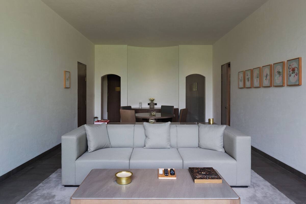 luxury suite | living area | 40-inch led tv with cable channels, tv, pay films