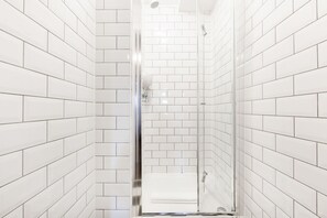 Shower, towels, toilet paper