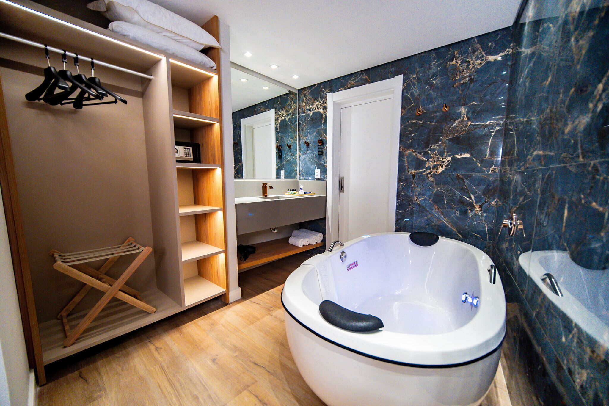 premier suite | bathroom | designer toiletries, hair dryer, towels, soap