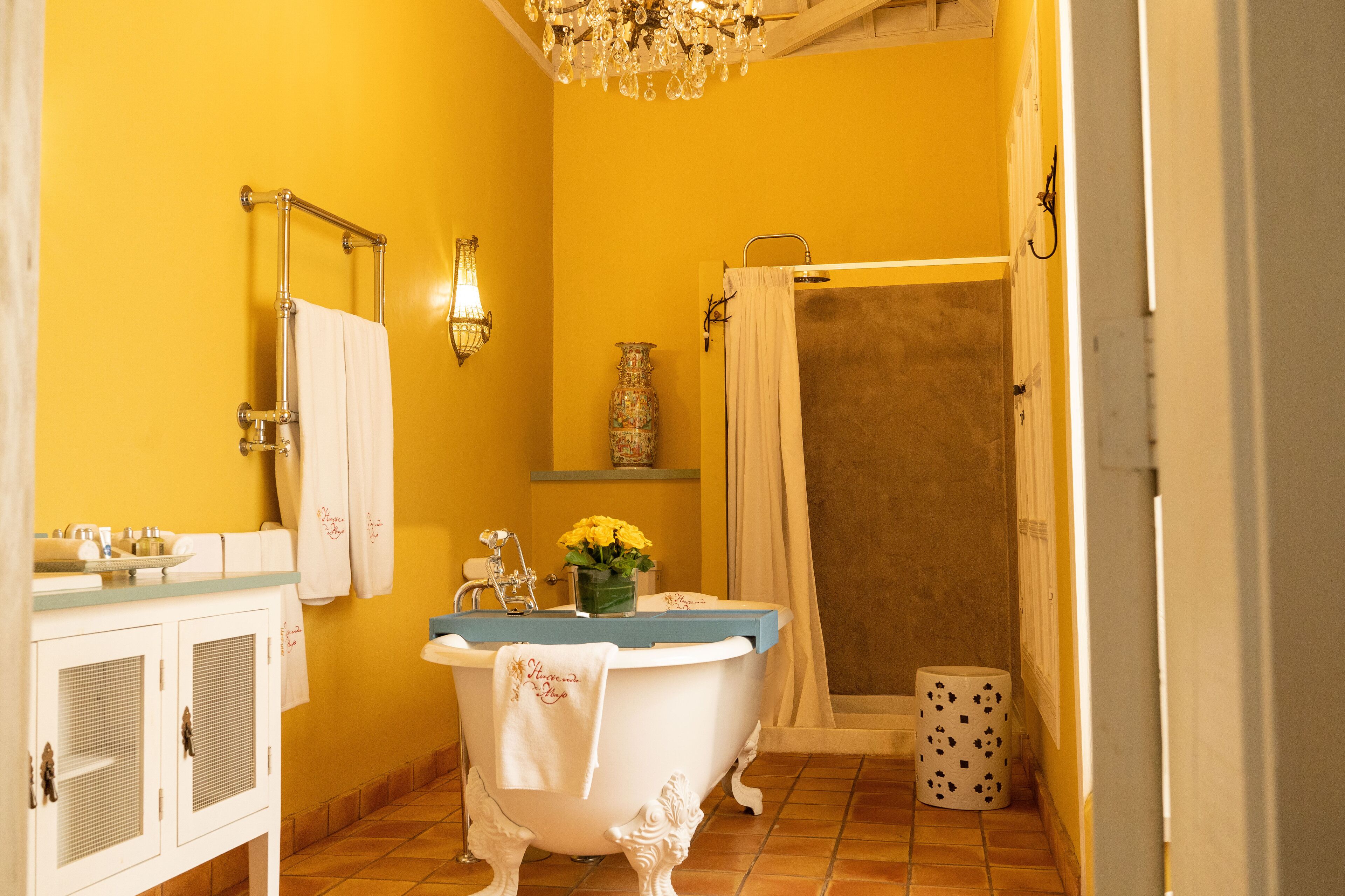 Un bagno dotato di vasca, lavabo, doccia e WC.