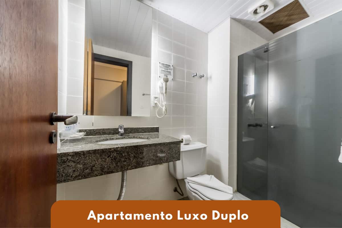 Bathroom | Shower, free toiletries, hair dryer, towels