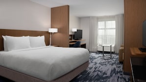 Pillowtop beds, desk, blackout drapes, iron/ironing board