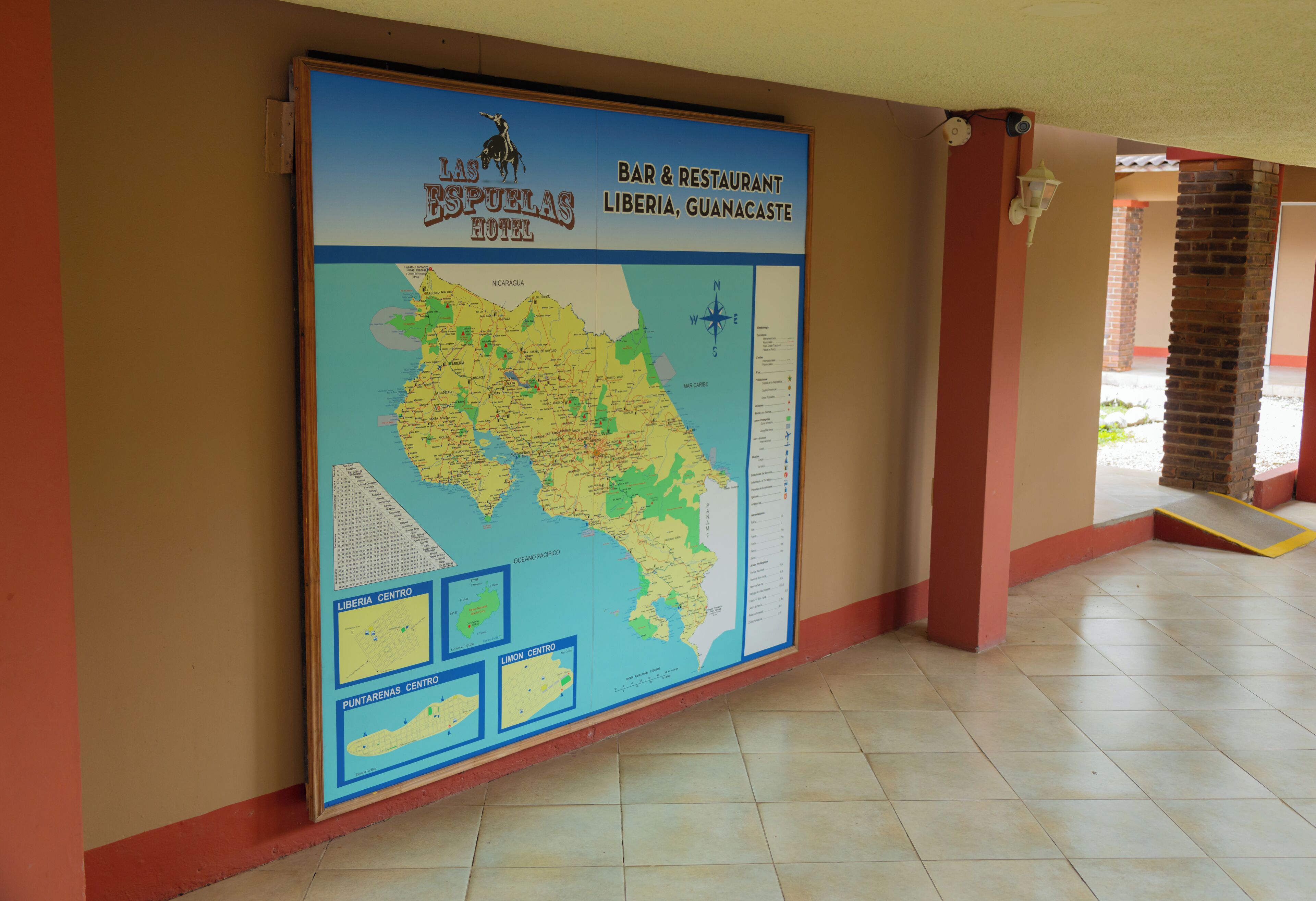 Mapa de Liberia, Guanacaste, que destaca el Hotel, Bar y Restaurante Las Espeletas.