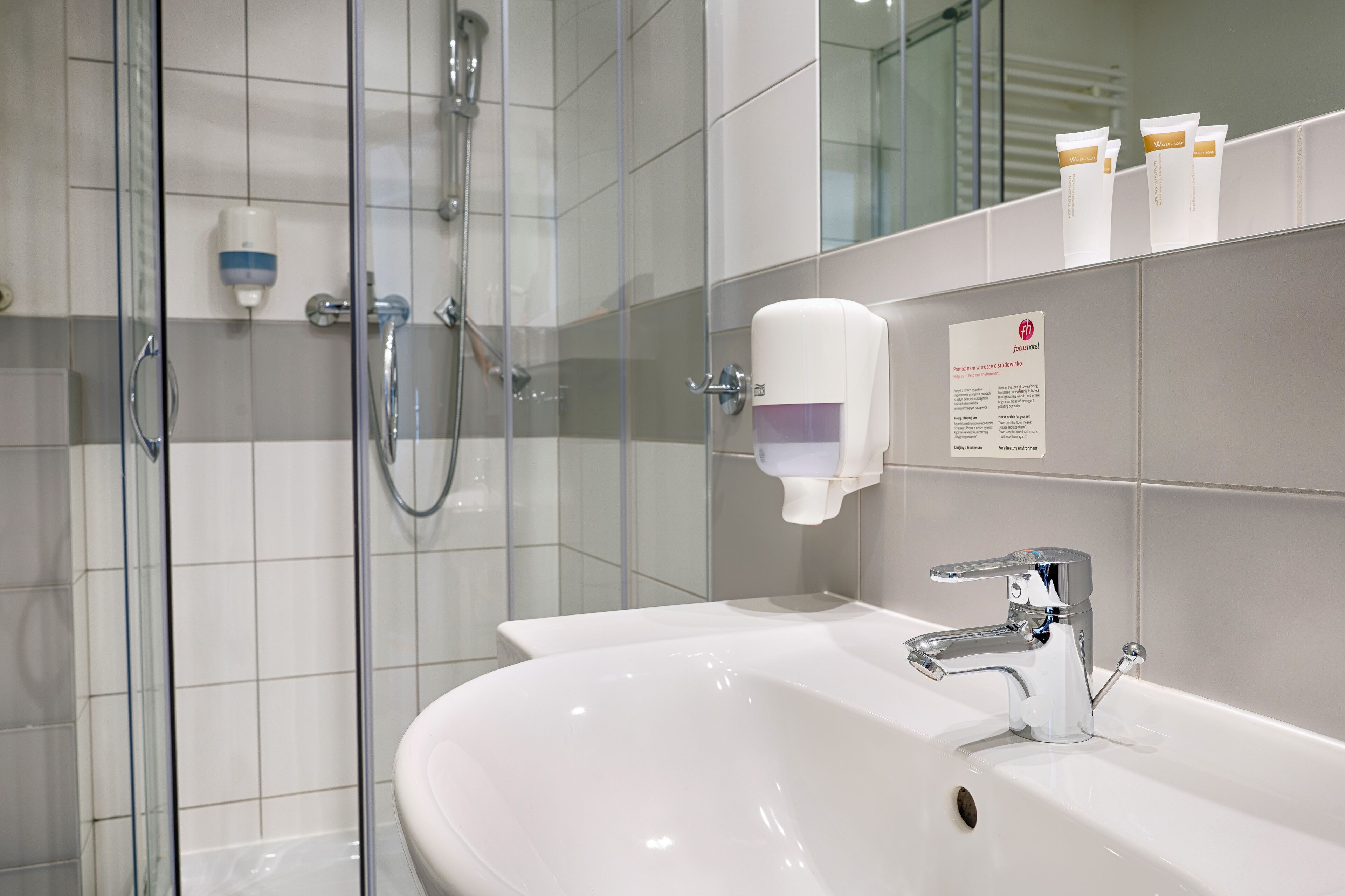 free toiletries, hair dryer, towels