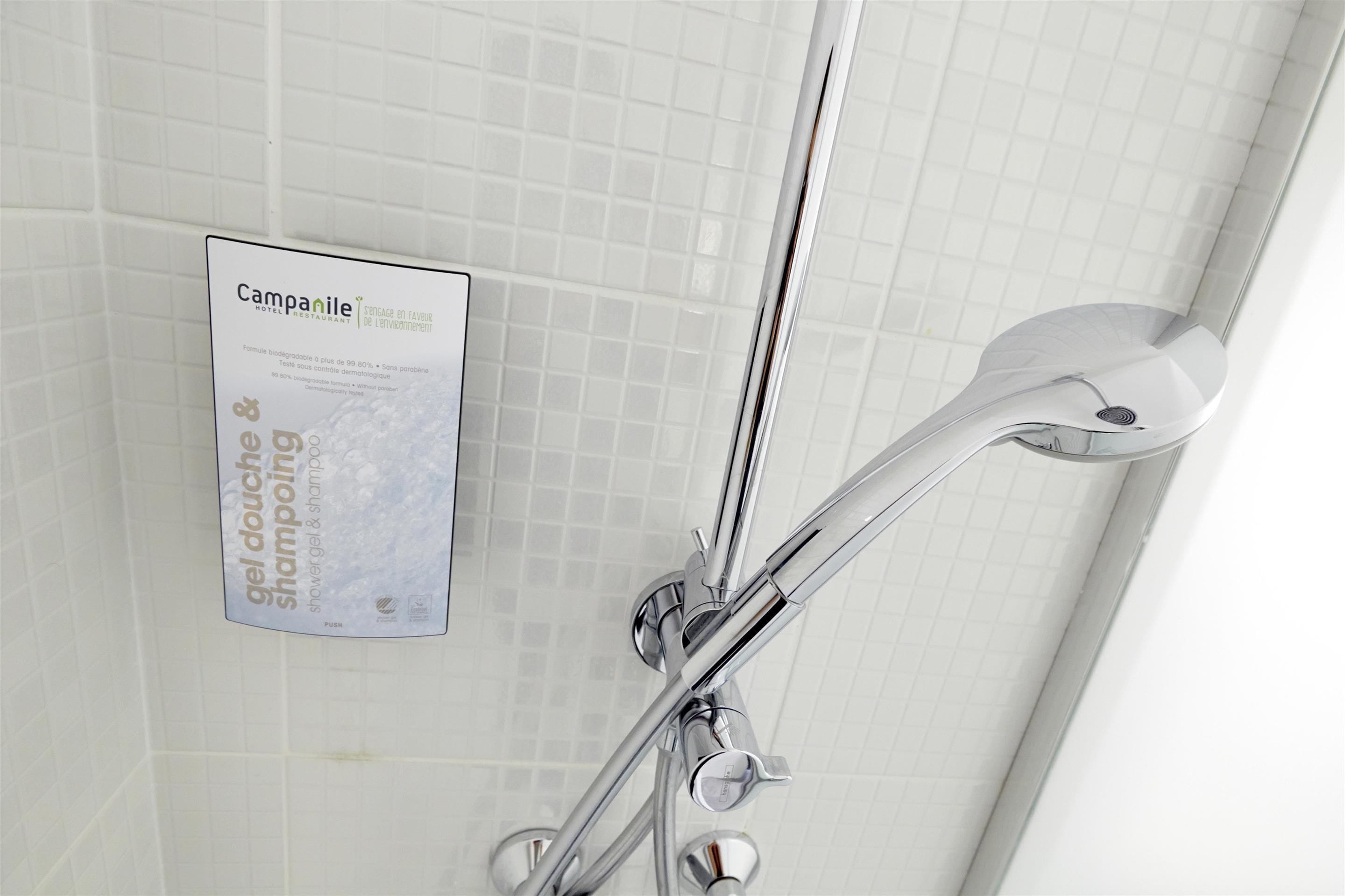 eco-friendly toiletries, hair dryer, towels