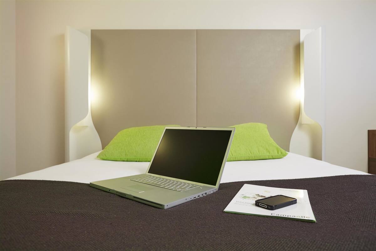 next generation, room, 1 double bed | premium bedding, desk, soundproofing, free cots/infant beds