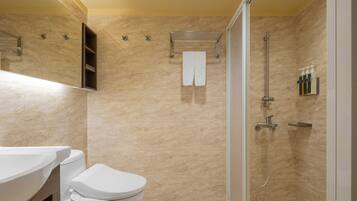 Shower, hydromassage showerhead, hair dryer, slippers