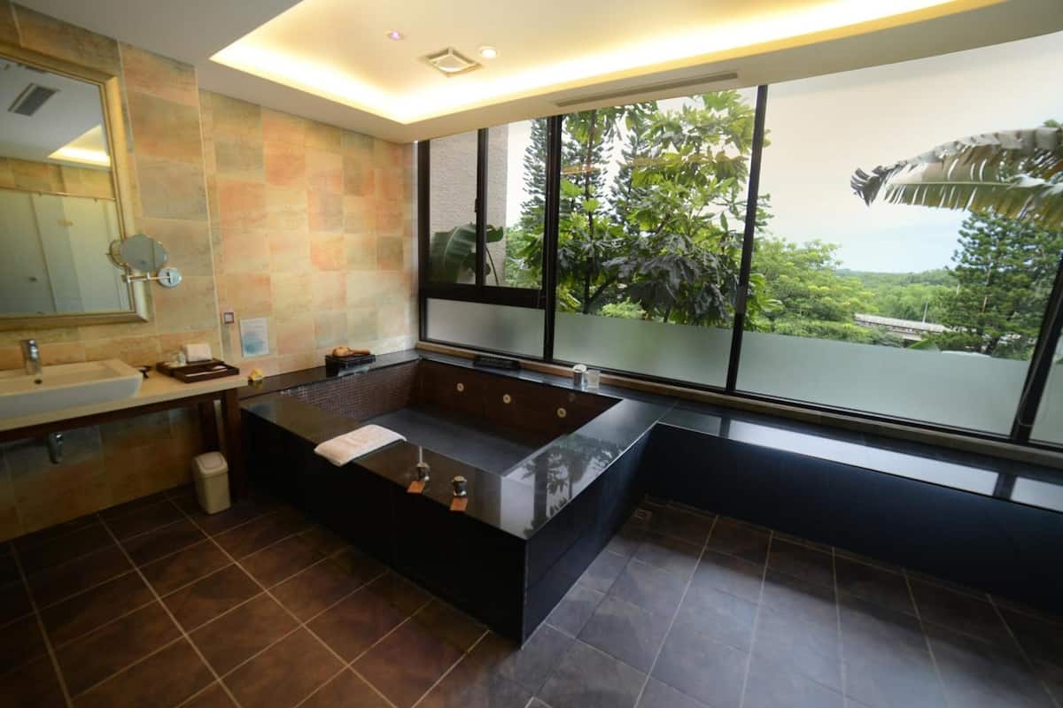 separate bathtub and shower, spring water bathtub, free toiletries