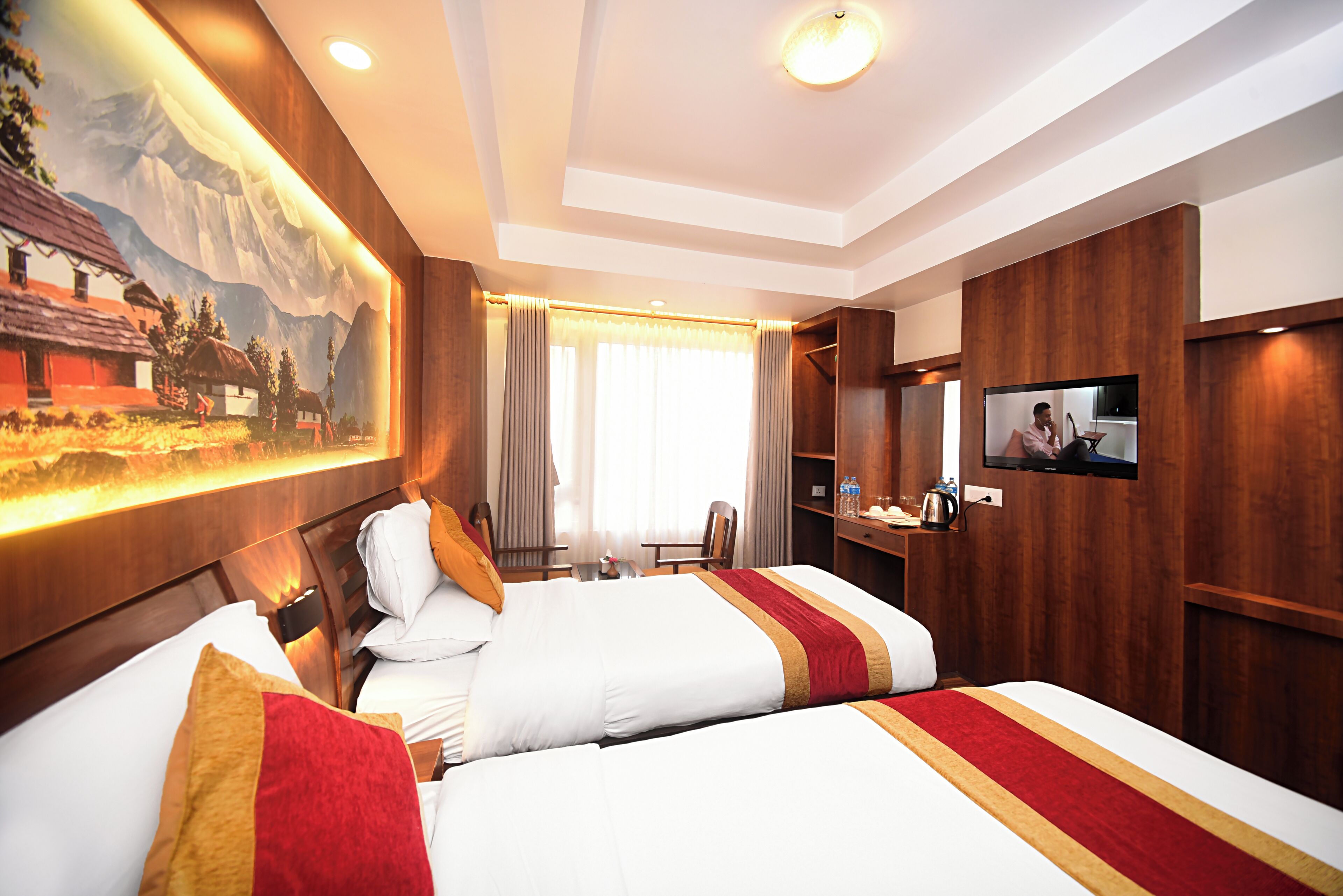 deluxe twin room, 2 single beds | in-room safe, desk, soundproofing, iron/ironing board