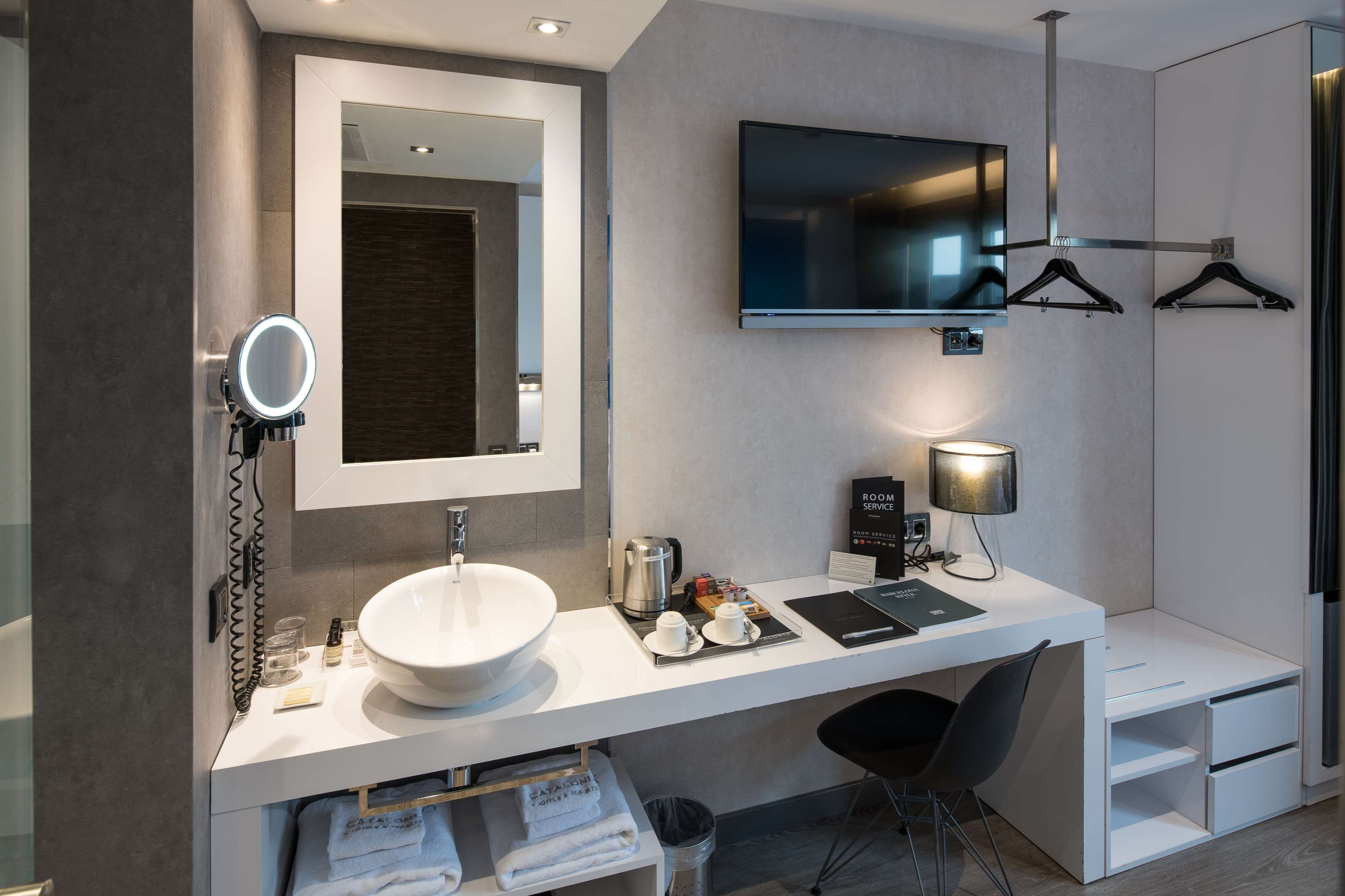 shower, eco-friendly toiletries, hair dryer, towels