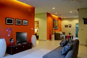 Villa, 2 Bedrooms, Private Pool | Living area | 32-inch LCD TV with satellite channels, TV