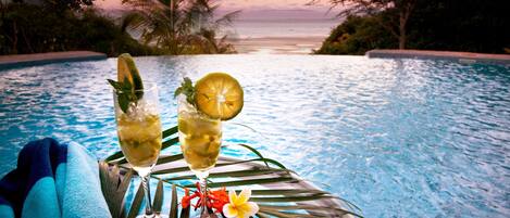 Outdoor pool, sun loungers