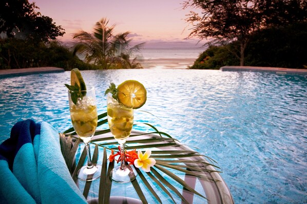 Outdoor pool, pool loungers