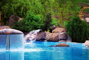 2 indoor pools, seasonal outdoor pool, pool umbrellas, pool loungers