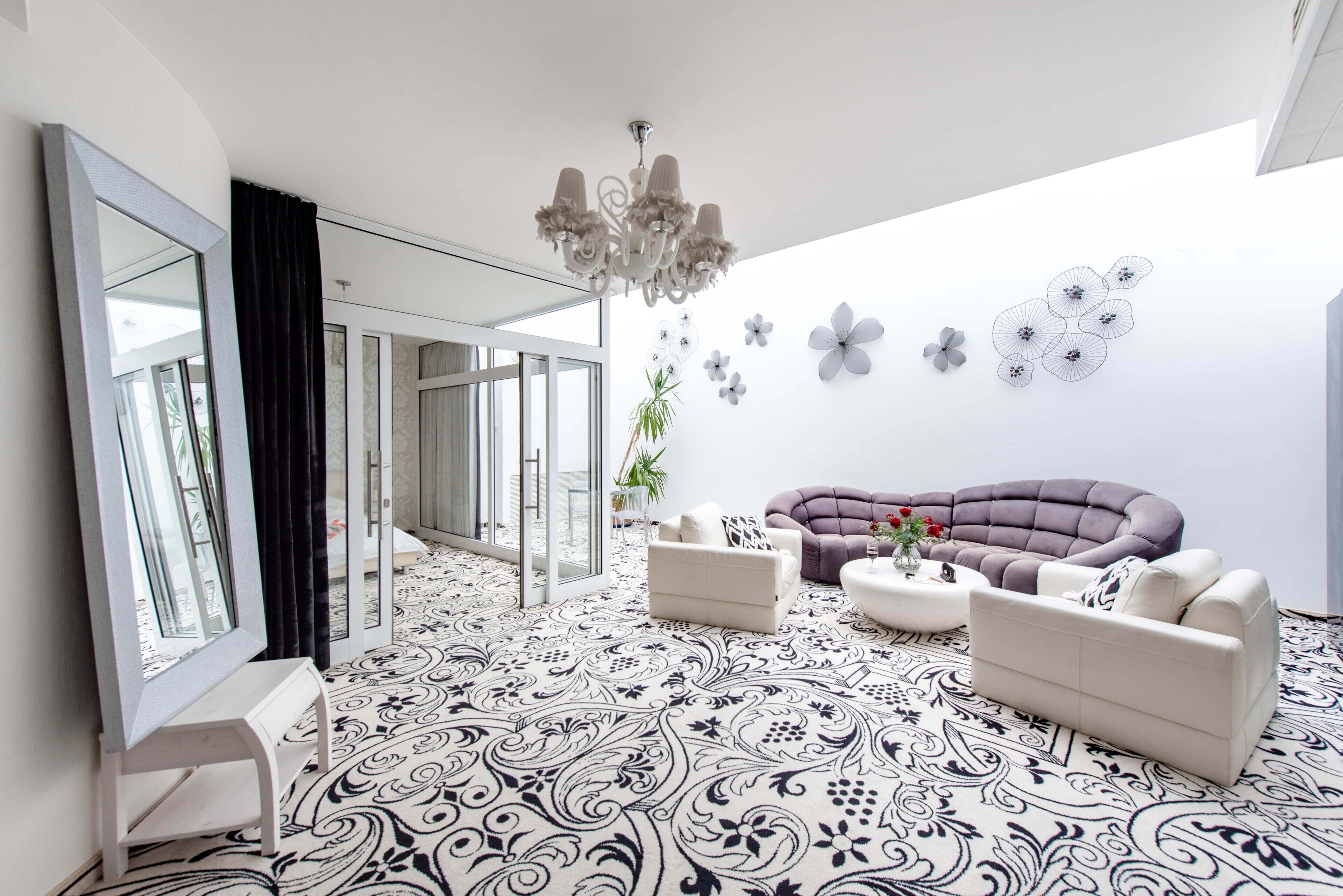 luxury apartment (white) | in-room safe, individually decorated, desk, soundproofing