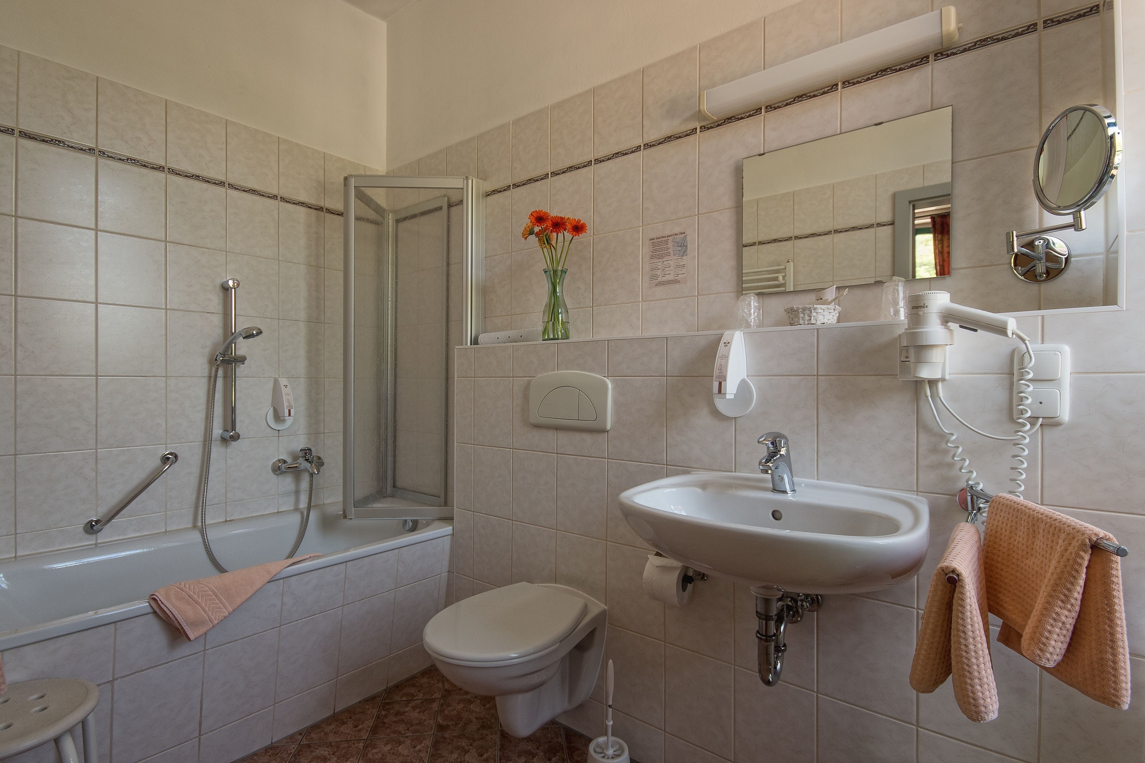 double room | bathroom | hair dryer, towels