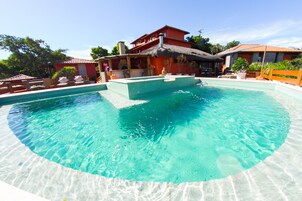 Outdoor pool, open 9:00 AM to 9:00 PM, sun loungers