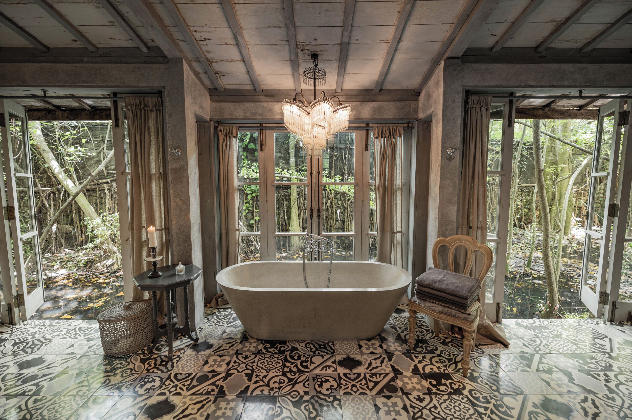 traditional vintage teak house | bathroom | free toiletries, hair dryer, bathrobes, towels