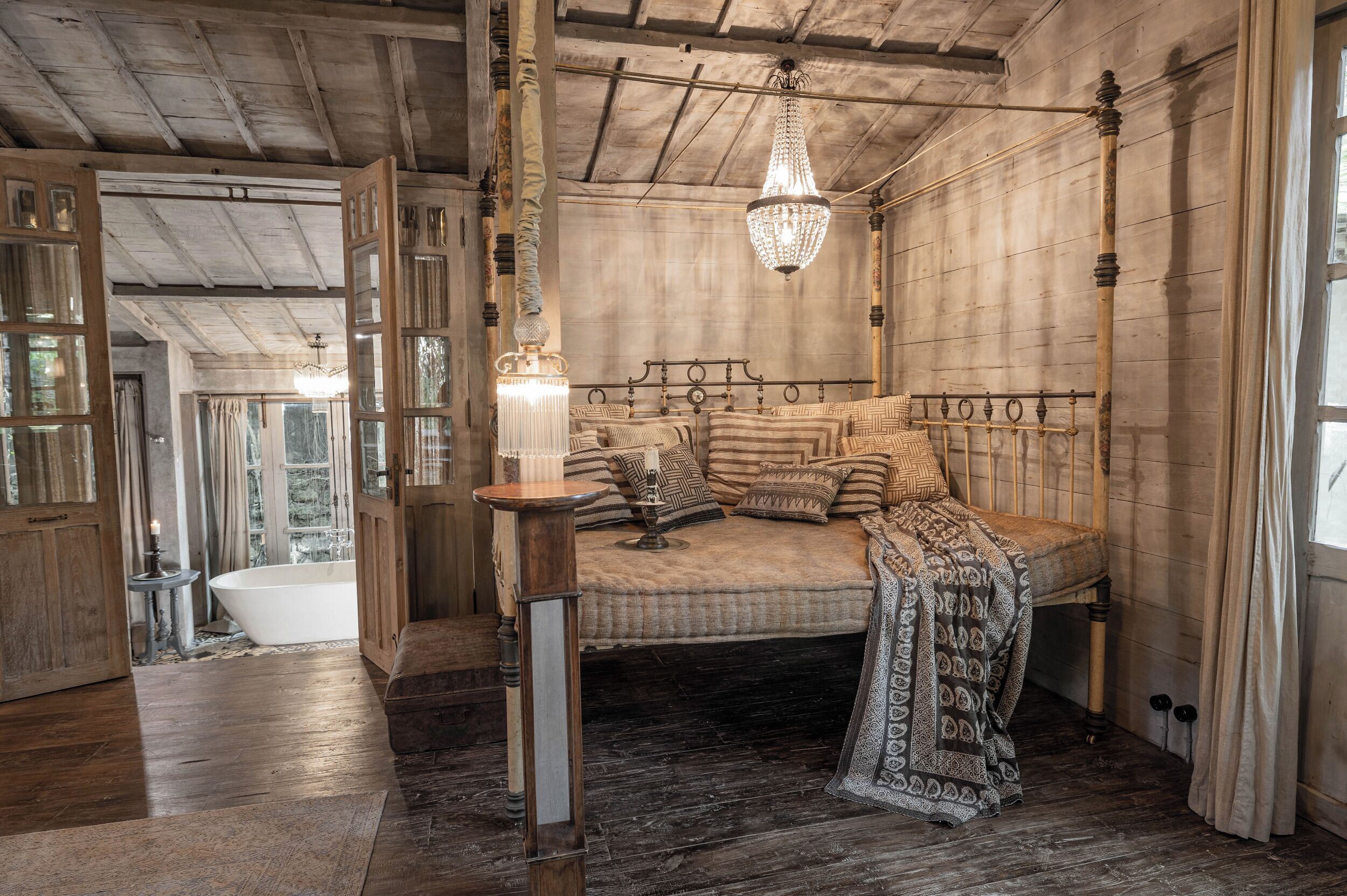 traditional vintage teak house | living area | 24-inch lcd tv with cable channels, tv