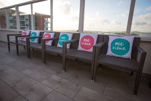 Outdoor pool, sun loungers