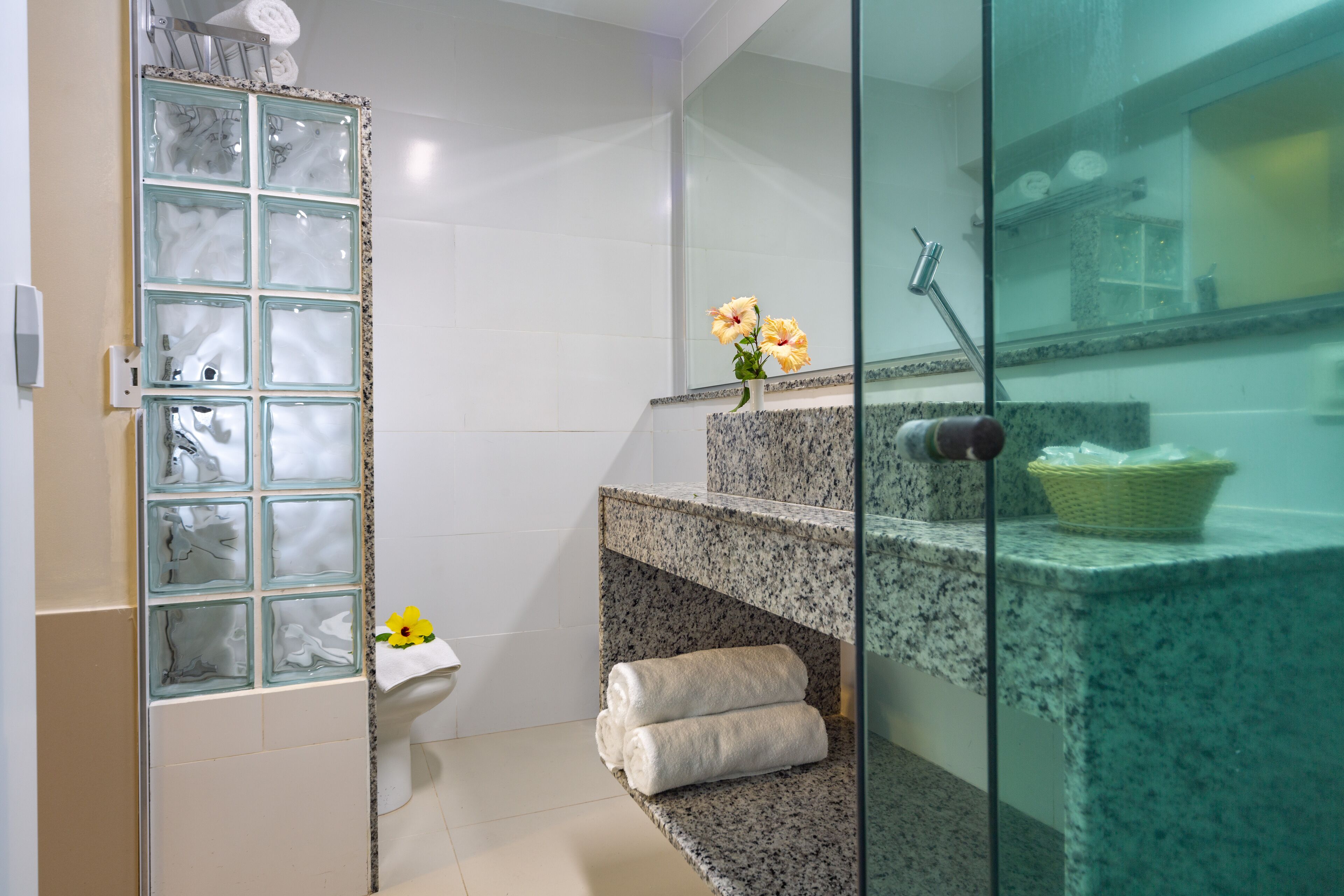 standard room | bathroom | shower, free toiletries, hair dryer, towels