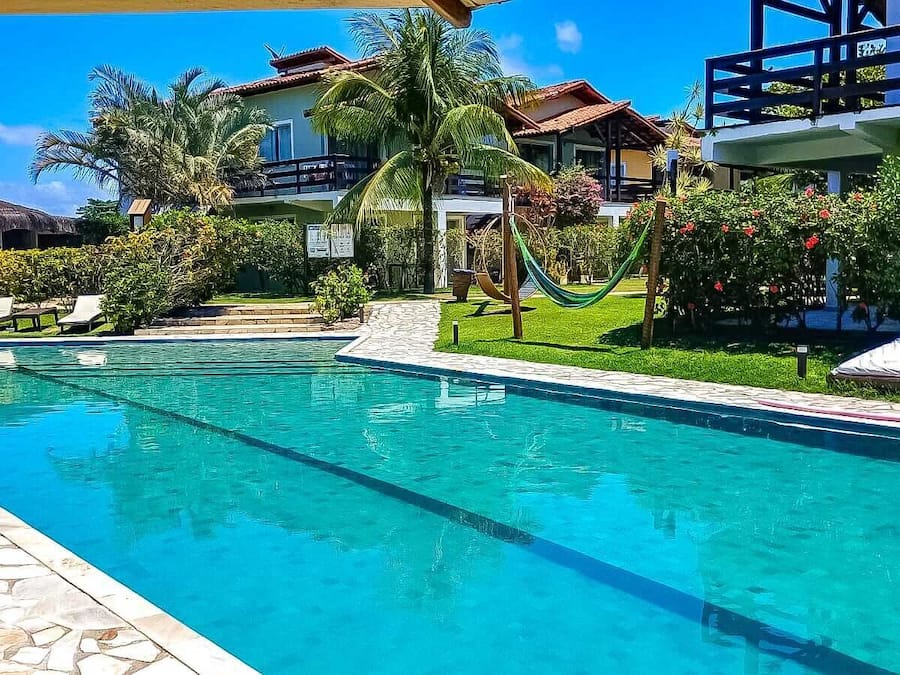 Outdoor pool, pool umbrellas, pool loungers