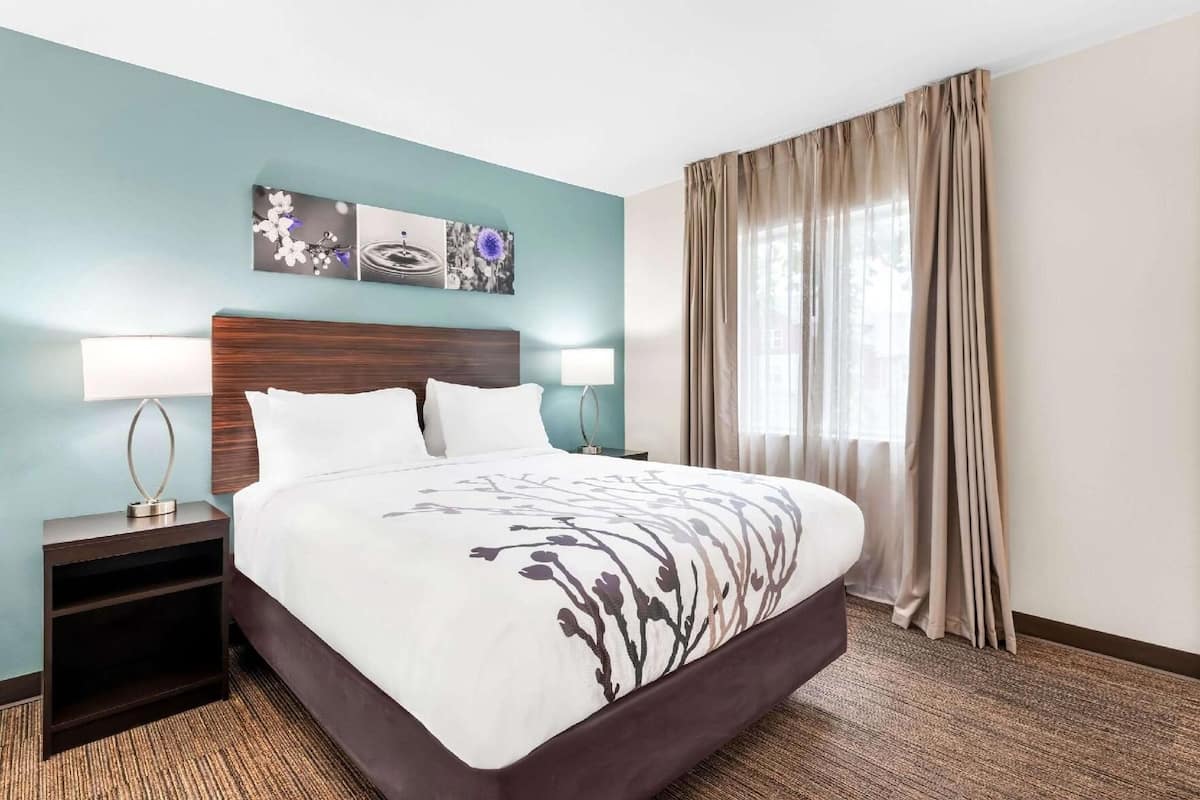 Ropa de cama de alta calidad, escritorio y cortinas blackout
