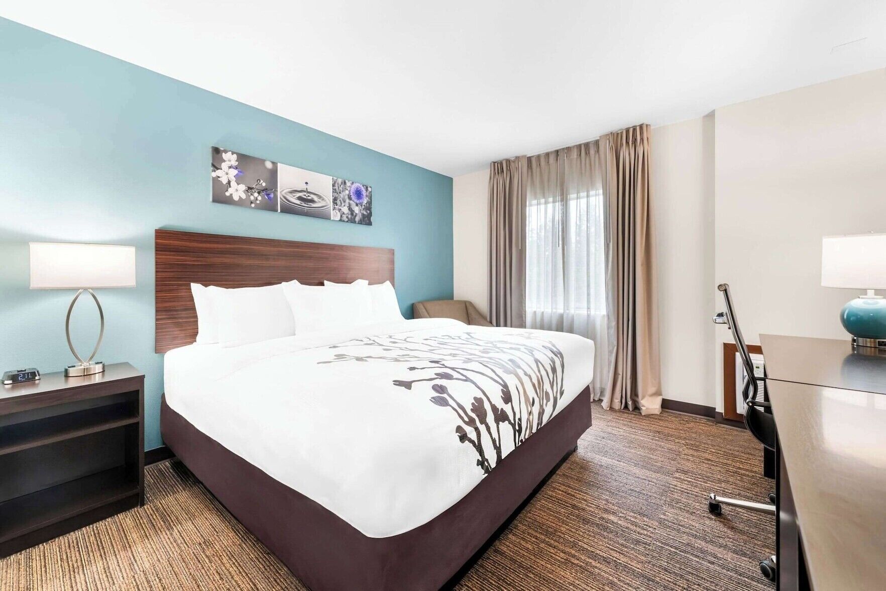Premium bedding, individually furnished, desk, blackout curtains