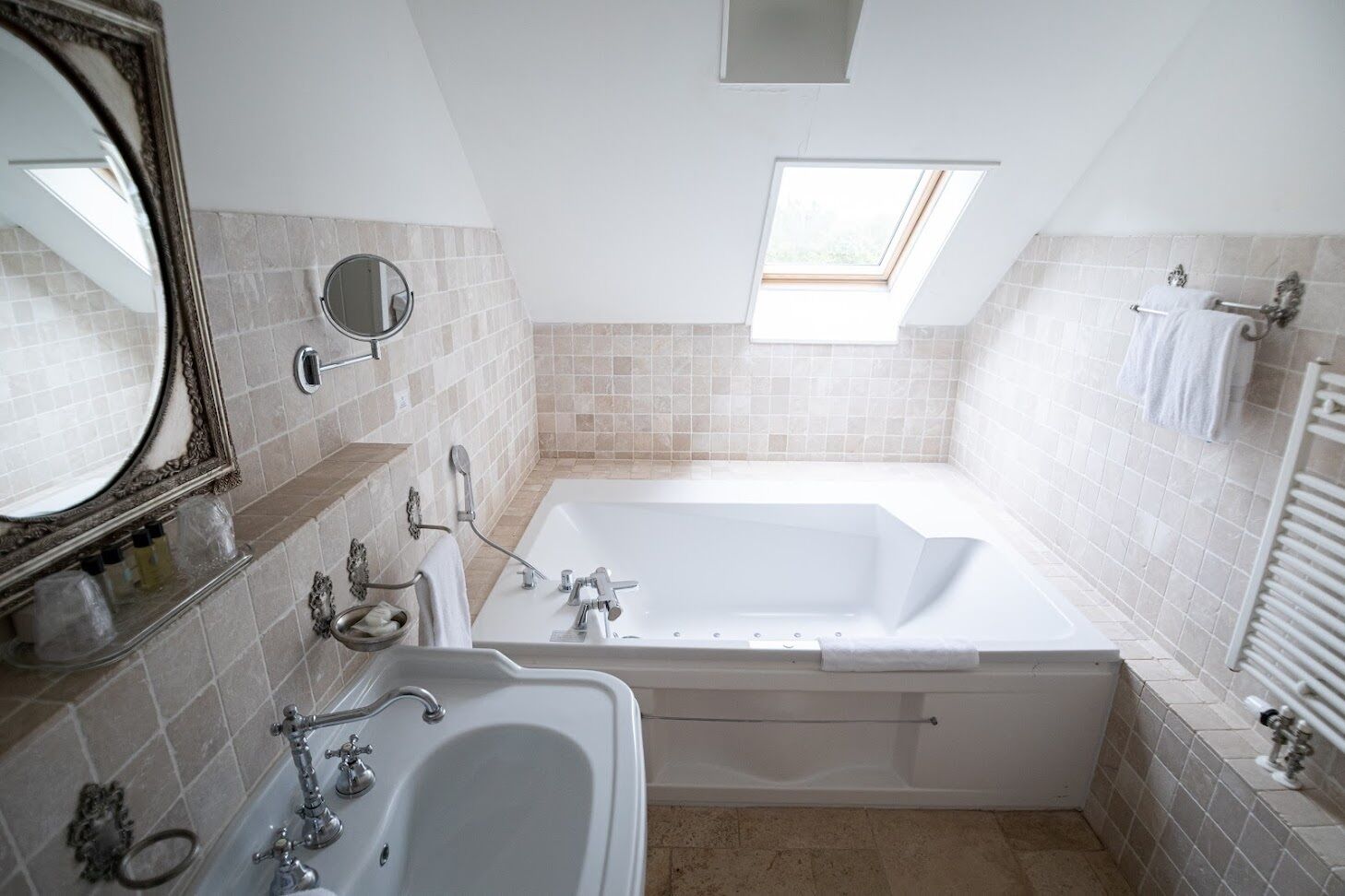 luxury double room, 1 king bed, hot tub | bathroom | rainfall showerhead, free toiletries, hair dryer, towels