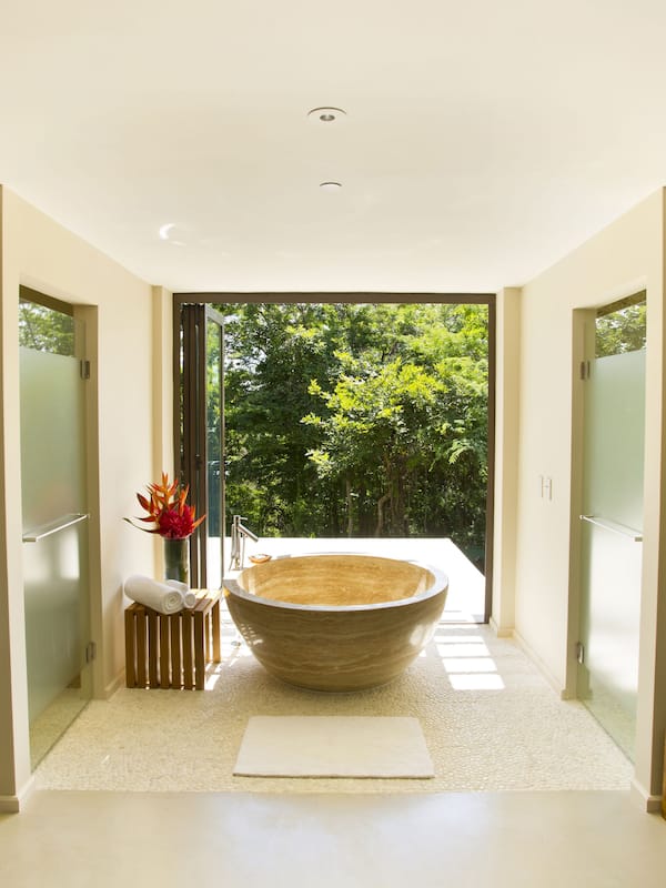 Suite (Plunge Pool) | Bathroom | Shower, rainfall showerhead, designer toiletries, hair dryer
